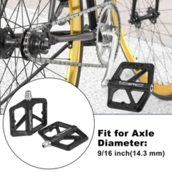 Unique Bargains Nylon Rear Foot Peg Flat Pedal Footrests Fit 9/16 Inch Axles BMX MTB Bicycle Yellow 1 Pair