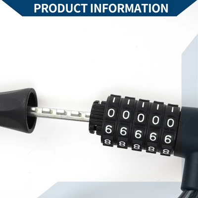 Unique Bargains Extended Bicycle Padlock Spiral Cable Lock Resettable 5 Digit Bike Lock Black 2 Unique Bargains Extended Bicycle Padlock Spiral Cable Lock Resettable 5 Digit Bike Lock Black - Image 2