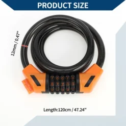 Unique Bargains Bike Padlock Spiral 5 Digit Resettable Bike Cable Lock Black Orange 47.24" 1 Set -Futuro Brand GUEST 8322e67f ee3f 4c98 ba1a 0690549b818b