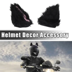 Unique Bargains Cat Ears Shape For Helmet Decor Accessory Black Pink 1 Pair