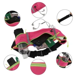 Unique Bargains Waist Pack Bag With Water Bottle Holder Rose Red 1 Pc