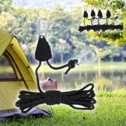 Unique Bargains Adjustable Tent Rope Hanger 1/8" 12.8ft Long 4 Pcs