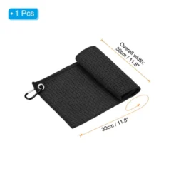 Unique Bargains Super Absorbent Waffle Pattern Tri-Fold Microfiber Golf Towels With D Clips