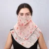 Unique Bargains Floral Print Triangle Earloop Neck Gaiter 1 Pc