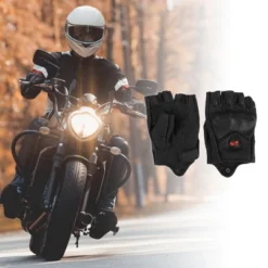 Unique Bargains Motorcycle Half Finger Gloves Black 1 Pair