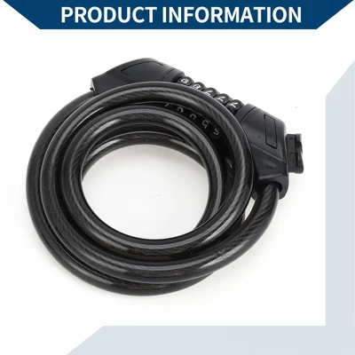 Unique Bargains Bicycle Lock Bicycle Padlock 5 Digit Resettable Bike Cable Lock Black 1Set 4 Unique Bargains Bicycle Lock Bicycle Padlock 5 Digit Resettable Bike Cable Lock Black 1Set - Image 4