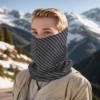 Unique Bargains Sunscreen Stripes Pattern Face Scarf Mask Black Gray 1 Pc