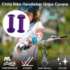 Unique Bargains Child Bike Handlebar Grips Covers 4.13" Purple 1 Pair
