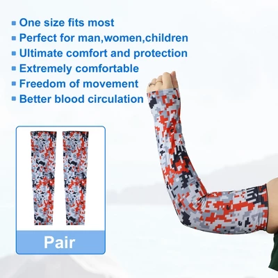 Unique Bargains Basketball Sports Camouflage Cooling Arm Elbow Compression Sleeve Red 1 Pair 4 Unique Bargains Basketball Sports Camouflage Cooling Arm Elbow Compression Sleeve Red 1 Pair - Image 4