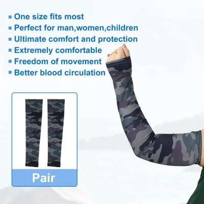 Unique Bargains Basketball Sports Camouflage Cooling Arm Elbow Compression Sleeve Green-gray-blue 1 Pair 4 Unique Bargains Basketball Sports Camouflage Cooling Arm Elbow Compression Sleeve Green-gray-blue 1 Pair - Image 4