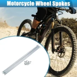 Unique Bargains 14G J Bend Bicycle Galvanized Spokes 290mm 11.42" Spokes With Nipples Silver Tone 12 Pcs