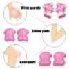 Unique Bargains Cycling Roller Skating Plastic Wrist Elbow Knee Support Brace 6 In 1 Set Protective Pads Pink White 4.9" X 3.9"