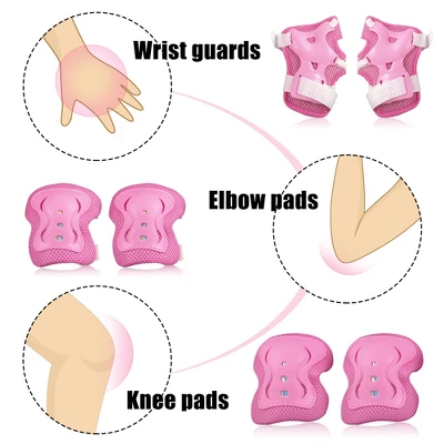 Unique Bargains Cycling Roller Skating Plastic Wrist Elbow Knee Support Brace 6 In 1 Set Protective Pads Pink White 4.9" X 3.9" 1 Unique Bargains Cycling Roller Skating Plastic Wrist Elbow Knee Support Brace 6 In 1 Set Protective Pads Pink White 4.9" X 3.9"