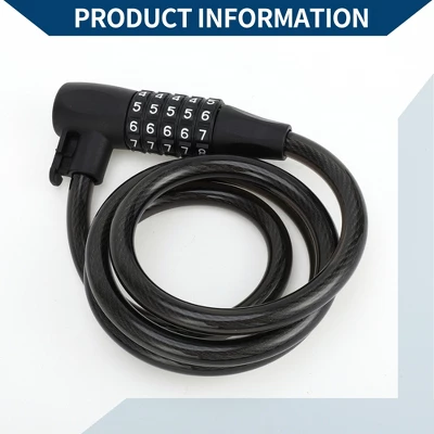 Unique Bargains Extended Bicycle Padlock Spiral Cable Lock Resettable 5 Digit Bike Lock Black 4 Unique Bargains Extended Bicycle Padlock Spiral Cable Lock Resettable 5 Digit Bike Lock Black - Image 4