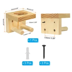 Unique Bargains Wall Mount Sturdy Wood Durable Storage Baseball Bat Holder