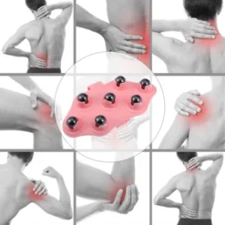 Unique Bargains Neck PVC POM Carbon Steel Seven Trigger Points Handheld Massager Pink Black 1 Pcs