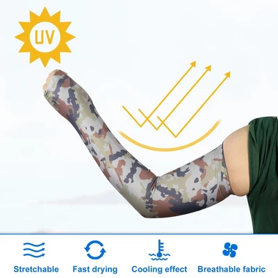 Unique Bargains Basketball Sports Camouflage Cooling Arm Elbow Compression Sleeve Brown Blue Yellow 1 Pair 2 Unique Bargains Basketball Sports Camouflage Cooling Arm Elbow Compression Sleeve Brown Blue Yellow 1 Pair - Image 2
