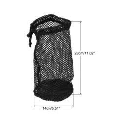 Unique Bargains Nylon Drawstring Cord Lock Closure Mesh Golf Ball Bag Black 1 Pc