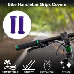 Unique Bargains Bike Handlebar Grips Covers 4.33" Purple 1 Pair