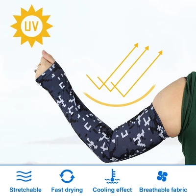 Unique Bargains Basketball Sports Camouflage Cooling Arm Elbow Compression Sleeve Dark Gray 1 Pair 2 Unique Bargains Basketball Sports Camouflage Cooling Arm Elbow Compression Sleeve Dark Gray 1 Pair - Image 2