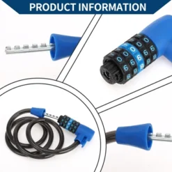 Unique Bargains Extended Bicycle Padlock Cable Lock Resettable 5 Digit Bike Lock Blue Black