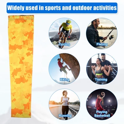 Unique Bargains Basketball Sports Camouflage Cooling Arm Elbow Compression Sleeve Yellow Orange 1 Pair 1 Unique Bargains Basketball Sports Camouflage Cooling Arm Elbow Compression Sleeve Yellow Orange 1 Pair