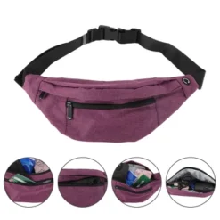 Unique Bargains Crossbody Fanny Pack With 4 Pockets Purple 1 Pc