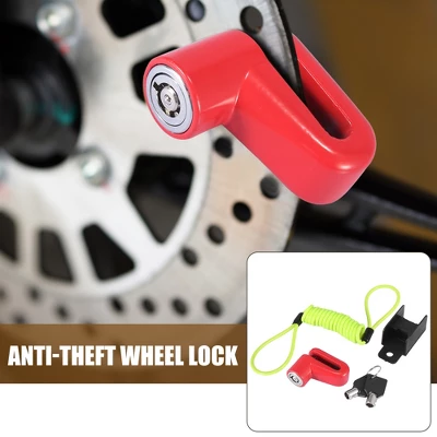 Unique Bargains Universal Mountain Bike Motorcycle Anti-theft Disc Brake Lock Red With Yellow Rope Set 2.2" X 1.8" X 1.0" 1 Unique Bargains Universal Mountain Bike Motorcycle Anti-theft Disc Brake Lock Red With Yellow Rope Set 2.2" X 1.8" X 1.0"