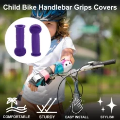 Unique Bargains Child Bike Handlebar Grips Covers 4.33" Purple 1 Pair