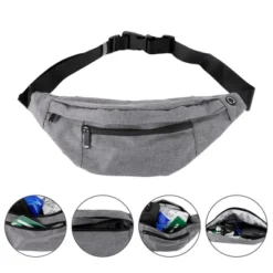 Unique Bargains Crossbody Fanny Pack With 4 Pockets Gray 1 Pc