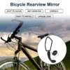 Bike Rearview Mirror 11.2x4.5cm Adjustable | Front Right Handlebar Bike Mirror Black With Mounting Accessories For Bicycle Mountain Road Bike 1 Set