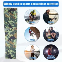 Unique Bargains Basketball Sports Camouflage Cooling Arm Elbow Compression Sleeve Green Gray Brown Blue 1 Pair