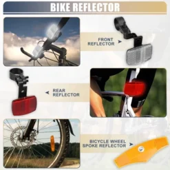 Unique Bargains Handlebar And Seatpost Bike Wheel Spoke Reflectors Accessories Tape Red White 6pcs