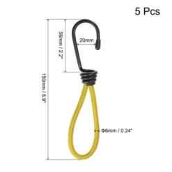 Unique Bargains Outdoor Camping Tent Canopy Elastic Cords With Hook 6" 5 Pcs
