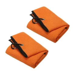 Unique Bargains Super Absorbent Waffle Pattern Tri-Fold Microfiber Golf Towels With D Clips 20"x16" 2 Pcs -Futuro Brand GUEST bbf63256 4ec0 4156 8b59 8c1af0746eb3