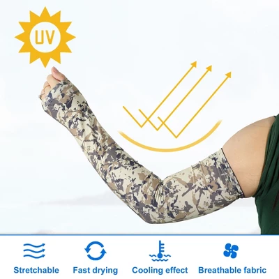 Unique Bargains Basketball Sports Camouflage Cooling Arm Elbow Compression Sleeve Yellow Brown 1 Pair 2 Unique Bargains Basketball Sports Camouflage Cooling Arm Elbow Compression Sleeve Yellow Brown 1 Pair - Image 2