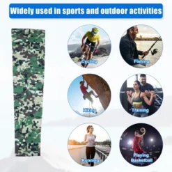 Unique Bargains Basketball Sports Camouflage Cooling Arm Elbow Compression Sleeve Green Blue Gray White 1 Pair