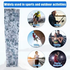 Unique Bargains Basketball Sports Camouflage Cooling Arm Elbow Compression Sleeve Gray White 1 Pair