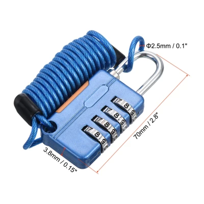 Unique Bargains Gym Locker Backpack Suitcase 4 Digit Combination Padlock With Spring Cable 1 Unique Bargains Gym Locker Backpack Suitcase 4 Digit Combination Padlock With Spring Cable