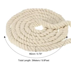 Unique Bargains Natural Thick Cotton Twisted Tug Of War Rope 1 Pc