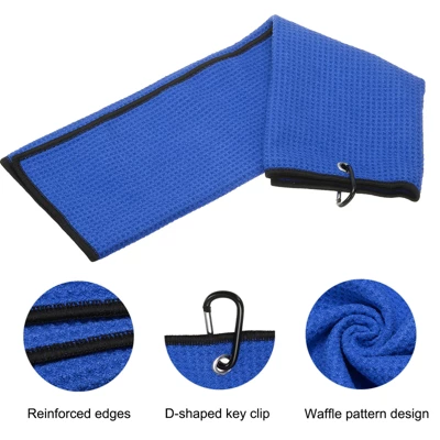 Unique Bargains Microfiber Waffle Tri-Fold Golf Towel With Groove Cleaner 1 Set 20"x16" 2 Unique Bargains Microfiber Waffle Tri-Fold Golf Towel With Groove Cleaner 1 Set 20"x16" - Image 2