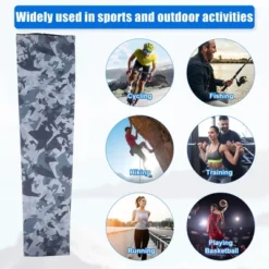 Unique Bargains Basketball Sports Camouflage Cooling Arm Elbow Compression Sleeve Gray Black 1 Pair