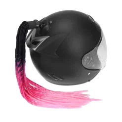 Unique Bargains Bike Motorcycle Suction Cup Helmet Decor Ponytail Black Rose Red Pink 21.65" 1 Pc