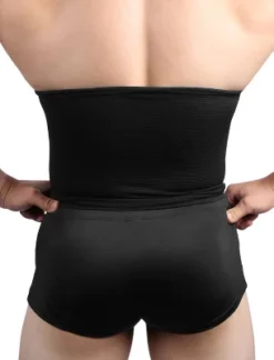 Unique Bargains Men Underclothes Slimming Waist Trimmer Belt Abdomen Belly Girdle Body Shaper Black M Size 1 Pc