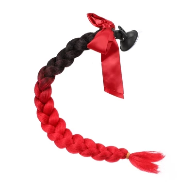 Unique Bargains Bicycle Motorcycle Helmet Decor Ponytail Black Scarlet 22" 1 Pc 2 Unique Bargains Bicycle Motorcycle Helmet Decor Ponytail Black Scarlet 22" 1 Pc - Image 2