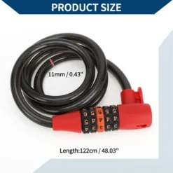 Unique Bargains Extended Bicycle Padlock Cable Lock Resettable 5 Digit Bike Lock Black Red 1 Set -Futuro Brand GUEST c86c0d31 18d6 4f3f 86db d4554e129fa3