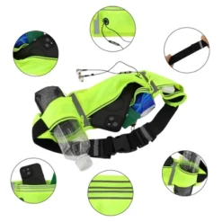 Unique Bargains Waist Pack Bag With Water Bottle Holder Fluorescent Green 1 Pc