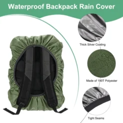 Unique Bargains Waterproof Backpack Rain Cover With A Vertical Reflective Strap For Hiking/Biking 1 Pc