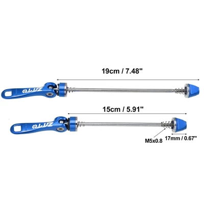 Unique Bargains Bicycle Quick Release Axles Skewers Lever Front Rear 5.91" 7.48" Blue 2 Pcs 2 Unique Bargains Bicycle Quick Release Axles Skewers Lever Front Rear 5.91" 7.48" Blue 2 Pcs - Image 2