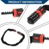 Unique Bargains Security Chain Combination Padlock Resettable 5 Digit Bike Lock Black Red 35.43"